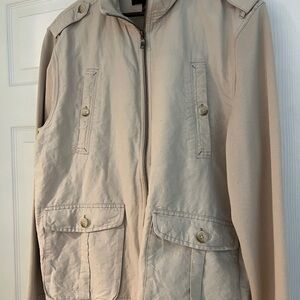 Banana Republic XL mens tan Cream Jacket shacket safari casual linen cotton